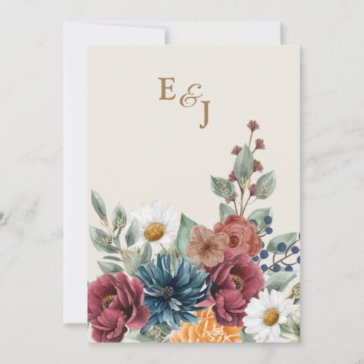 Invitation Floral Botanique moderne Rustique Boho Mariage (Dos)