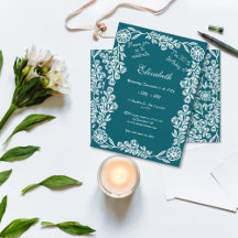 Floral botanique Turquoise foncé et blanc 30e anni