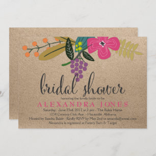 Invitation Floral Bouquet Kraft Fête des mariées arrière - pl