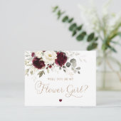 Invitation Floral Bourgogne Blanc Vert Fleur Fille Mariage (Debout devant)