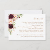 Invitation Floral Bourgogne Blush Greenery Détails du Mariage (Devant)