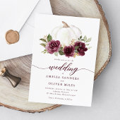 Invitation Floral Bourgogne Citrouille Automne Mariage de ver