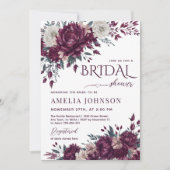 Invitation Floral Bourgogne Cream Love in Bloom Fête des mari (Devant)