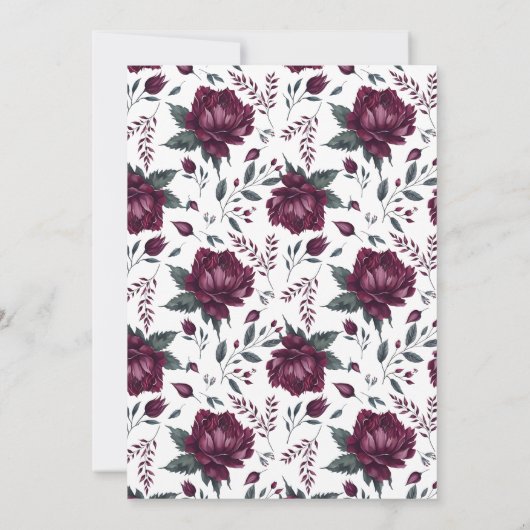 Invitation Floral Bourgogne Cream Love in Bloom Fête des mari (Dos)