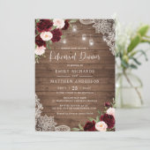 Invitation Floral Bourgogne Dîner de répétition en dentelle d (Debout devant)