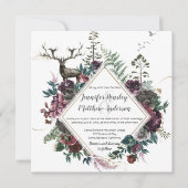 Invitation Floral Bourgogne et gris avec stade et verdure | (Devant)