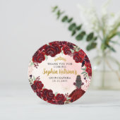 Invitation Floral Bourgogne Gold Quinceanera Anniversaire Mer (Debout devant)