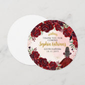 Invitation Floral Bourgogne Gold Quinceanera Anniversaire Mer (Devant / Derrière)