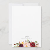 Invitation Floral Bourgogne Mariage d'aquarelle (Dos)