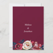 Invitation Floral Bourgogne Marsala Vin Rouge Rose Mariage (Dos)