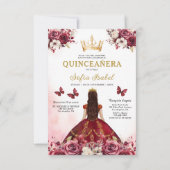 Invitation Floral Bourgogne Or Bilingue espagnol Quinceanera (Dos)