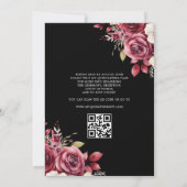 Invitation Floral Bourgogne QR Code Princesse Quinceanera (Dos)