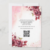 Invitation Floral Bourgogne QR Code Princesse Quinceanera (Dos)