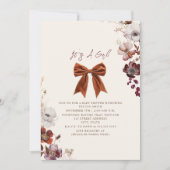 Invitation Floral Bow Automne Baby shower fille d'hiver (Devant)
