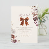 Invitation Floral Bow Automne Baby shower fille d'hiver (Debout devant)
