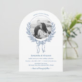 Invitation Floral Bow Circle photo Mariage (Debout devant)