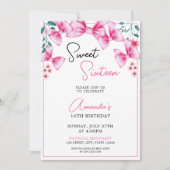 Invitation Floral Bow Coquette Sweet 16 Anniversaire (Devant)
