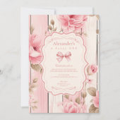 Invitation Floral Bow Fancy ONE Girl 1er anniversaire (Devant)