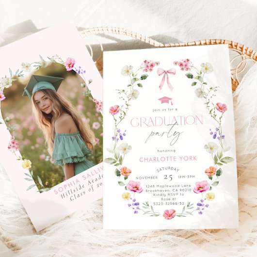 Invitation Floral Bow Graduation party Arch Photo