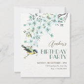 Invitation Floral branch bird spring birthday (Devant)