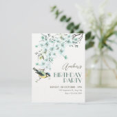 Invitation Floral branch bird spring birthday (Debout devant)