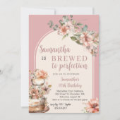 Invitation Floral brassé à la perfection café anniversaire (Devant)
