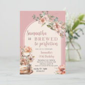 Invitation Floral brassé à la perfection café anniversaire (Debout devant)