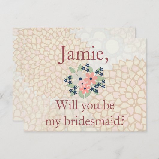 Invitation Floral Bridesmaid (Devant / Derrière)