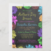 Invitation Floral Bright On Chalkboard Fête des Mères Brunch (Devant)