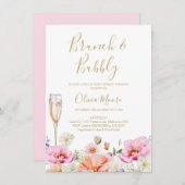 Invitation Floral Bright Spring Bridal Brunch Fête des mariée (Devant / Derrière)