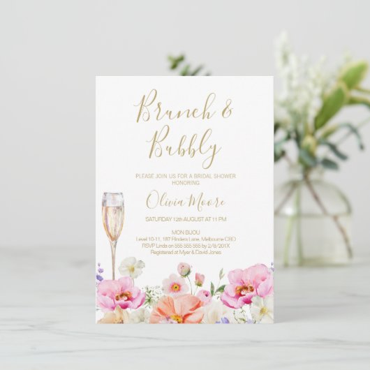 Invitation Floral Bright Spring Bridal Brunch Fête des mariée (Debout devant)