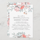 Invitation Floral Brithday Party Vintage (Devant / Derrière)