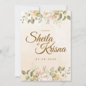 Invitation Floral Brown Pastel Elegance Wedding with Photo (Dos)