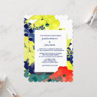 Floral Brûlé Orange Jaune Marine Bleu Vert Mariage
