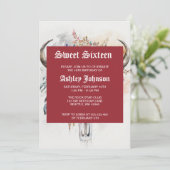 Invitation Floral Bull Skull Watercolor Art (Debout devant)