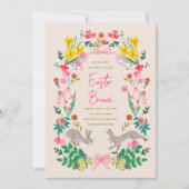 Invitation Floral Bunny Easter Brunch Spring Garden Party  (Devant)