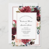 Invitation Floral Burgundy Blush Élégant Mariage Script (Devant)