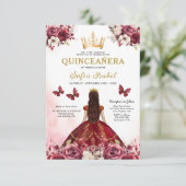 Invitation Floral Burgundy Butterfly Princess Quinceanera (Debout devant)