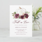 Invitation Floral Burgundy Citrouille Chute en Fête des marié (Debout devant)