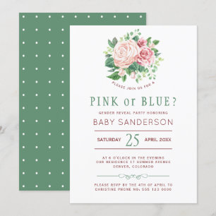 Invitation Floral Burgundy Green Baby Genre Revevey Party