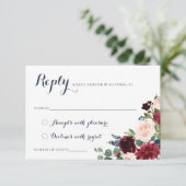 Invitation Floral Burgundy Navy Blush Crest Elegant RSVP (Debout devant)