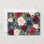 Invitation Floral Burgundy Navy Elegant Blush Details Card (Dos)