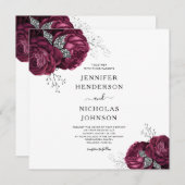 Invitation Floral Burgundy Peonies Mariage élégant (Devant / Derrière)