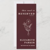 Invitation Floral Burgundy Reserved Seating Wedding Tag (Devant)