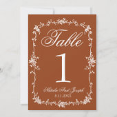 Invitation Floral Burnt Orange Old Money Wedding Table Number (Dos)