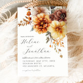 Invitation Floral Burnt Orange Terracotta Élégant Mariage