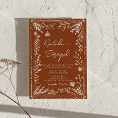 Invitation Floral Burnt Orange Terracotta QR Code Wedding