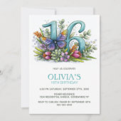 Invitation Floral Butterfly 16th Birthday Party (Devant)