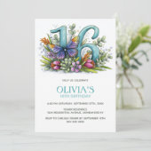 Invitation Floral Butterfly 16th Birthday Party (Debout devant)