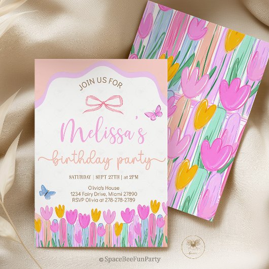 Invitation Floral Butterfly Birthday Party